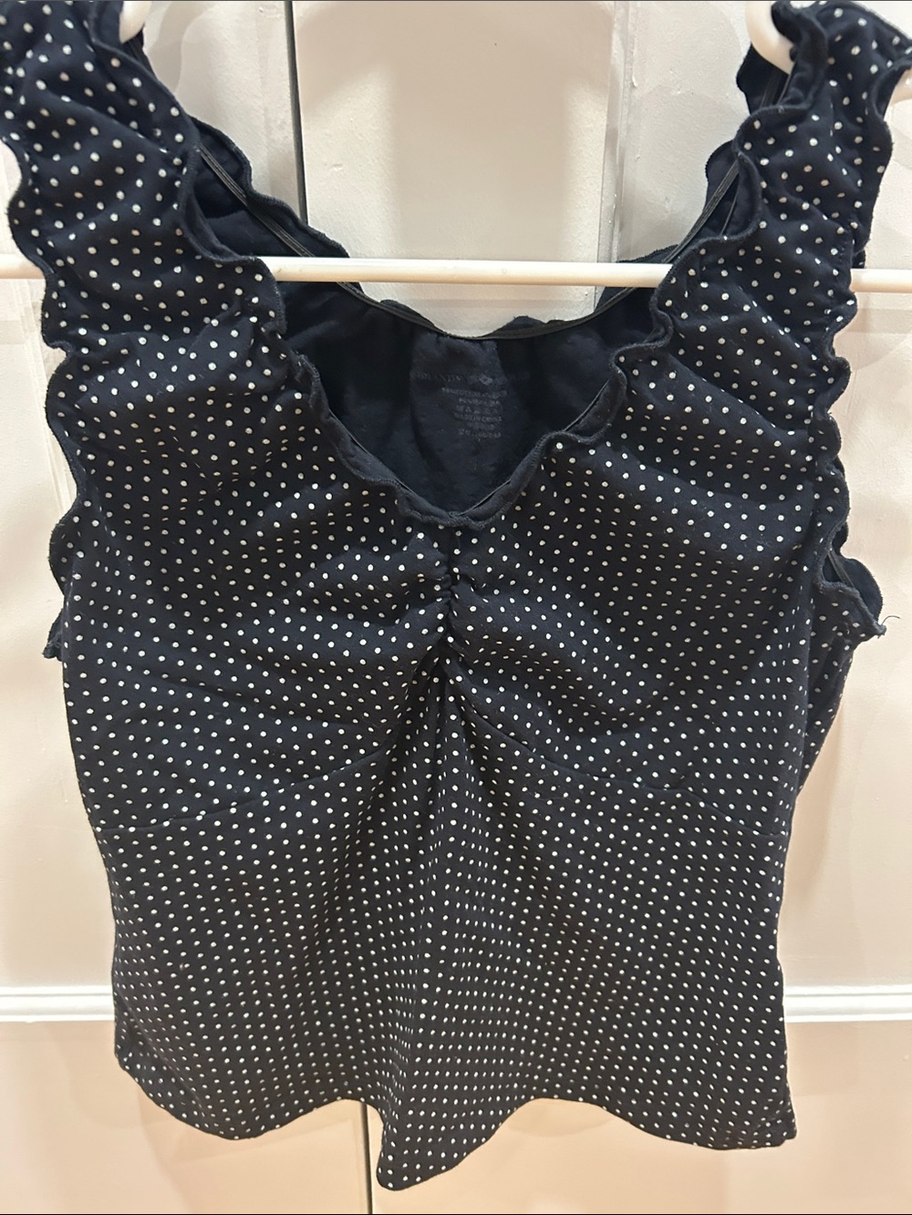 Brandy Melville Black Polka Dot Ruffle Tank Top - Picture 3 of 6